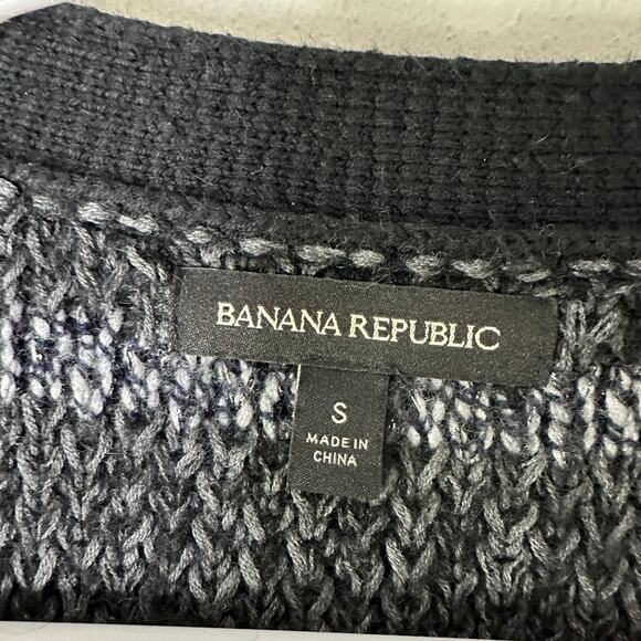 Banana Republic Women Small‎ Sweater Cardigan Knit Wool Alpaca Open Gray Striped - Picture 3 of 6